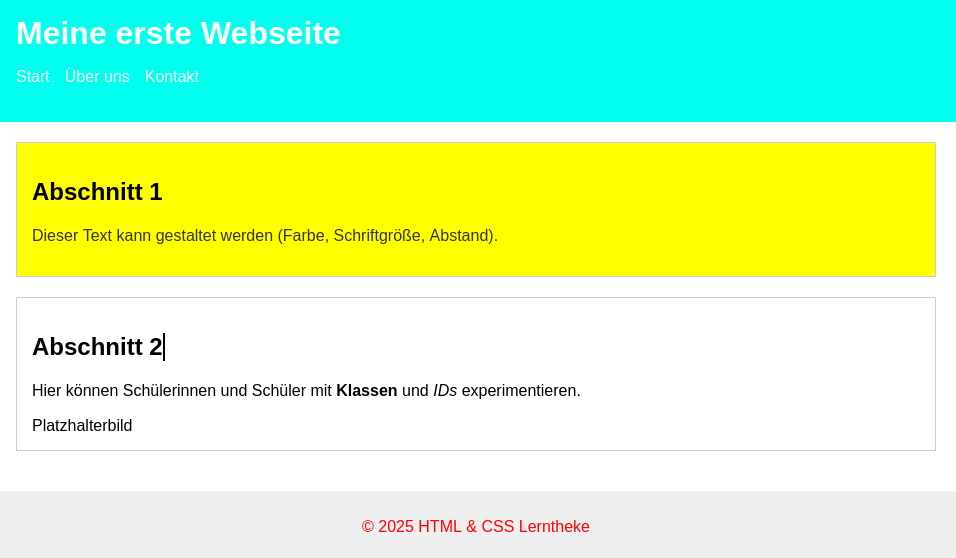 Wilde Farbwahl bei der Testseite