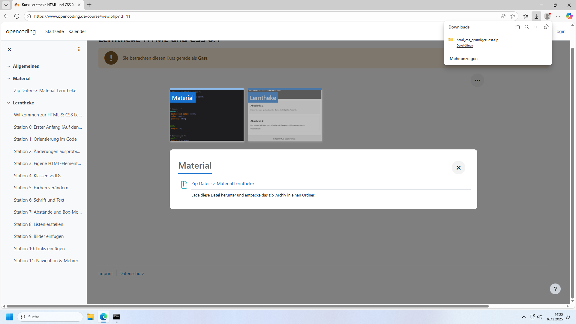 Oben Rechts sieht man die heruntergeladene Datei