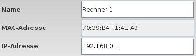Konfiguration des Rechners